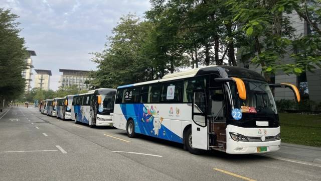 新能源大巴車隊。受訪者 供圖 新能源大巴車隊。受訪者 供圖